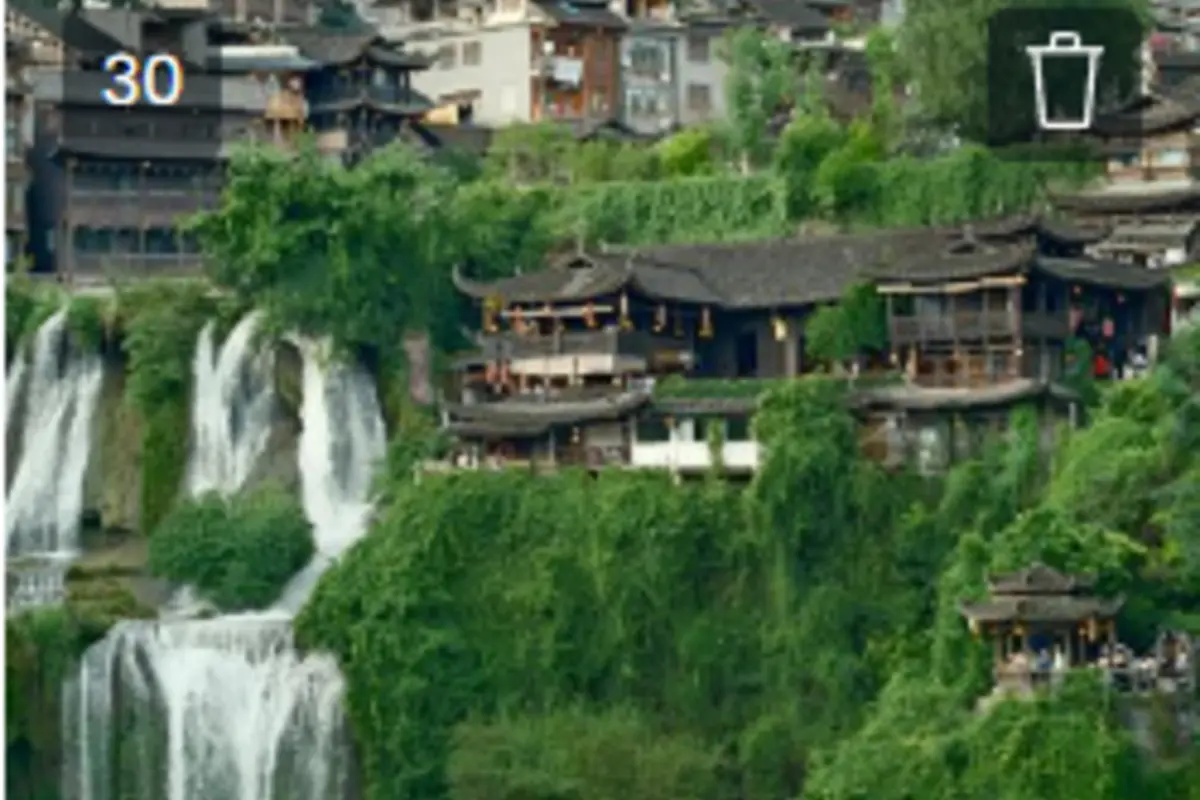 Furong Ancient Town and waterfall